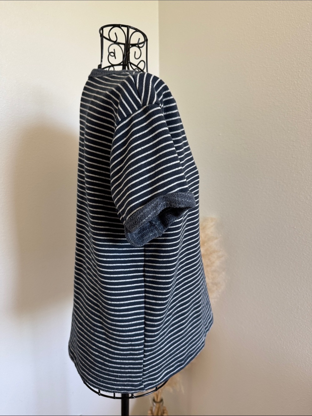 Marine Layer Navy and White Striped Short Sleeve French Terry Tee Small- Preppy - Picture 7 of 11